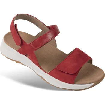 Dámská zdravotní obuv Dámské komfortní sandály s pásky na suchý zip, velurová useň, červená: 42