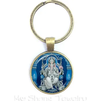 Skleněná klíčenka ganesha, buddha | ezoterický přívěsek, pánská klíčenka - 9