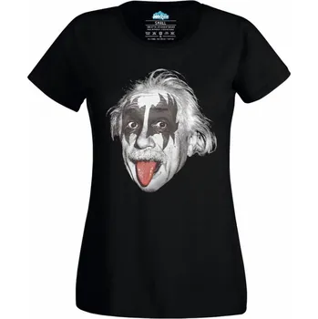 Dámské tričko Dámské tričko Albert Einstein Kiss (Skladem XS-4XL) (Velikost: XL, Barva: Černá)