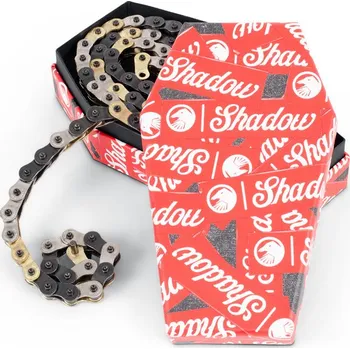 Řetěz na kolo BMX řetěz Shadow INTERLOCK V2 zlatá/černá/stříbrná
