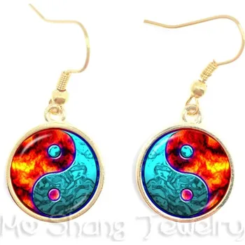 Náušnice Yin yang náušnice skleněné | harmonizující šperk, skleněné náušnice - 5