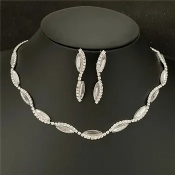 Svatební dekorace Svatební štrasový náhrdelník a náušnice pro ženy | svatební šperky, stříbrný set - 1