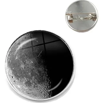 Brož Fáze měsíce skleněná brož s lunární siluetou | měsíční brož, astro šperk - Ubývající čtvrť , 20 mm