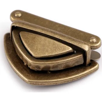 Sada zapínání na tašku 42x27 mm, malé, 3 staromosaz