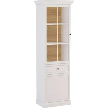 Knihovna LUCCA b | vitrína W2D1S | 63,3 cm | bílá | univerzální provedení dvířek