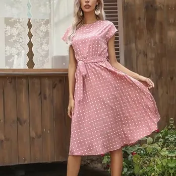 Dámské šaty Dámské puntíkaté šaty "plizované" Barva: Růžová, Velikost: L