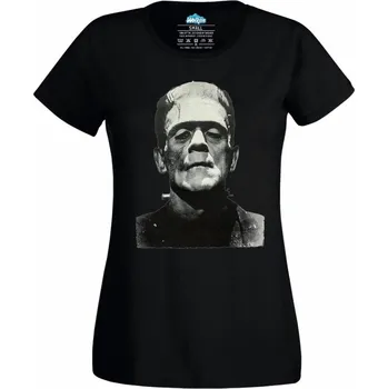 Dámské tričko Frankenstein (Skladem XS-4XL) (Velikost: 4XL, Barva: Černá)