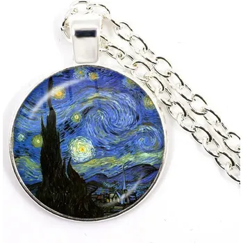 Náhrdelník Van gogh hvězdná noc náhrdelník | módní šperk, umělecký náhrdelník - 7
