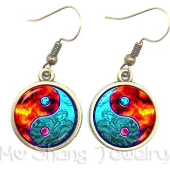 Náušnice Yin yang náušnice skleněné | harmonizující šperk, skleněné náušnice - 6