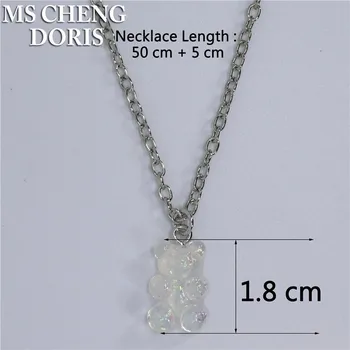 Náhrdelník Barevný řetízek s medvídkem pro dívky a ženy | náhrdelník, přívěsek - 22