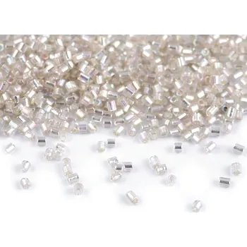 Dětské navlékací korálky Rokajl sekaný 13/0 - 1,7 mm s průtahem, barva H635 (1,7 mm) stříbrná AB