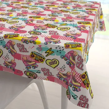 ubrus Dětský bavlněný čtvercový ubrus Sandra SA-604 Růžový retro styl 70x70 cm