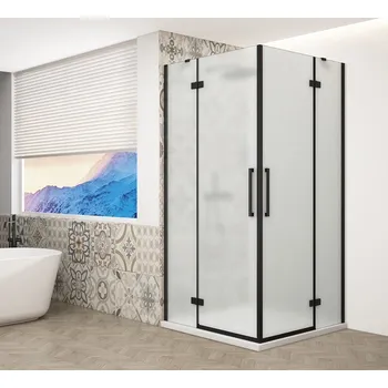 TRINITY BLACK čtvercový sprchový kout 1000x1000mm, rohový vstup, matné sklo