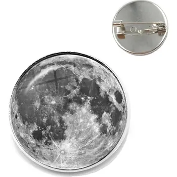 Brož Fáze měsíce skleněná brož s lunární siluetou | měsíční brož, astro šperk - Úplněk , 25 mm