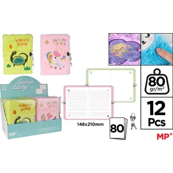 Památník plyšový A5 se zámkem jednorožec, dino