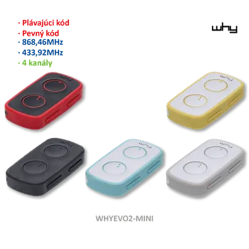 Dálkový ovladač vrat Vysílač Evo2 4kanálový, 433/868MHz, pevný/plovoucí kód