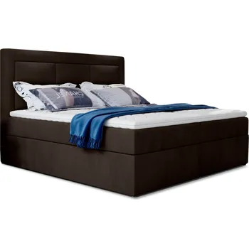 Postel Boxspring KORBELA 11 160x200, tmavě hnědá látka +možnost VÝNOSU + vyzvednutí ZDARMA