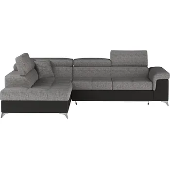 Sedací souprava Rozkládací rohová sedačka CROCEA 15, šedá látka/černá ekokůže, levá +možnost VÝNOSU + vyzvednutí ZDARMA