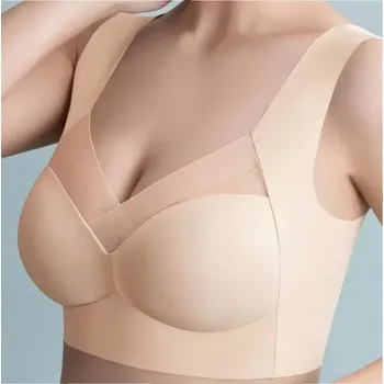 Dámské spodní prádlo Bezešvá push-up dámská podprsenka z ledového hedvábí Barva: tělová, Velikost: L