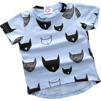 Dívčí tričko s karikaturou koček J1904 modrá 3