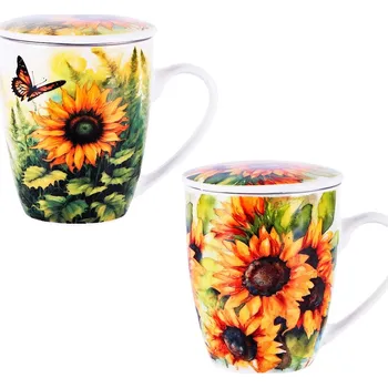 VERONI - Hrnek s čajítkem 360ml Canvas různé motivy