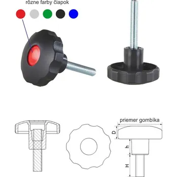 Šroub Aretační šroub, ø-30mm, M8x23mm, H-10mm, D-10mm, h-10, Polyamid - odolná vůči povětrnostním vlivům