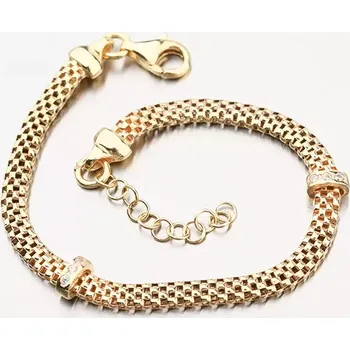 Oblečení a móda Dámský náramek stříbro 925 pozlacený se zirkony B1400707-1264-SLX délka 18 cm