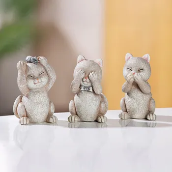 Gilde Dekorační figurky Trio moudrých koček, sada 3 ks 494357