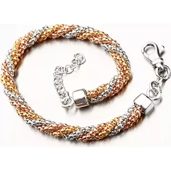 Náramek Dámský náramek stříbro 925 pletený tříbarevný B1300518-1264-SLX délka 18 cm