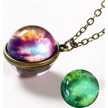 Náhrdelník Svítící galaktický náhrdelník s planetou a Měsícem | náhrdelník, přívěsek - 7