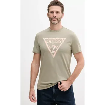 Pánské tričko Bavlněné tričko Guess pánské, zelená barva, s potiskem, M5GI06 I3Z14 M5GI06.I3Z14 91X, vel. S