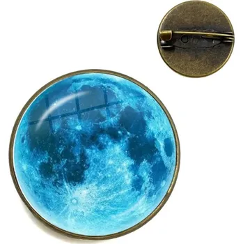 Brož Fáze měsíce skleněná brož s lunární siluetou | měsíční brož, astro šperk - Novoluní - 5 , 20 mm