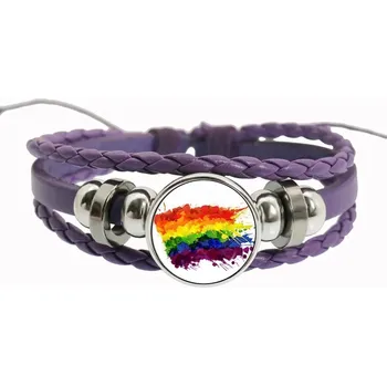Náramek Duhový fialový náramek přátelství, lgbt motiv | náramek, šperk - 8