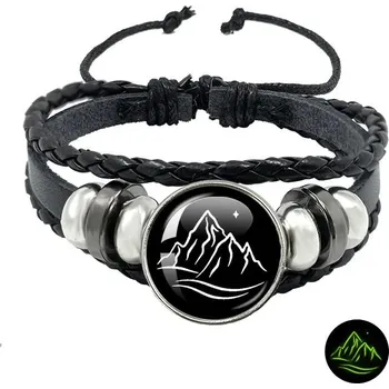 Náramek Měsíc/slunce náramek pro páry vintage styl | vícevrstvý náramek, kožený náramek - 13