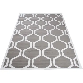 Koberec Moderní koberec GALA - mřížka 5 - šedý/bílý Rozměr koberce: 80x150 cm