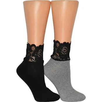 Dámské ponožky Milena ponožky dámské s krajkou 1061 - šedá, 36-41