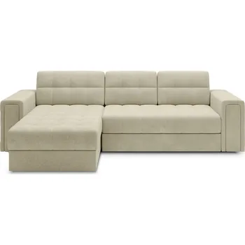 Sedací souprava Celočalouněná rozkládací rohová sedačka TELMARO s úložným prostorem, béžová látka +možnost VÝNOSU + vyzvednutí ZDARMA