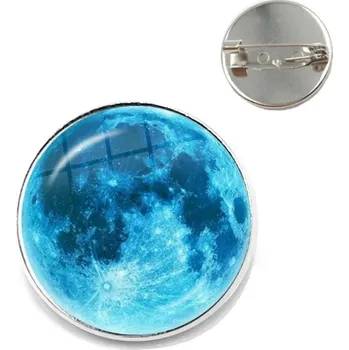 Brož Fáze měsíce skleněná brož s lunární siluetou | měsíční brož, astro šperk - Novoluní , 25 mm