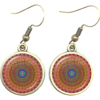 Náušnice Mandala náušnice skleněné se vzorem | zen šperky, dárkové náušnice - 18