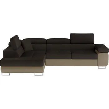 Sedací souprava Rozkládací rohová sedačka MENDON 15, tmavě hnědá látka/světle hnědá látka, levá +možnost VÝNOSU + vyzvednutí ZDARMA