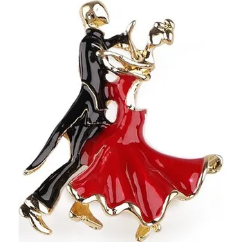 Brož Brož modelky, taneční pár - 1 červená zlatá