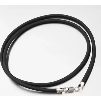 Řetízek Náhrdelník stříbro 925 stříbra a kůže v černé barvě N1400786-0348-SLX délka 50 cm