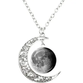 Náhrdelník Měsíční přívěsek s fází úplňku | měsíční náhrdelník, lunární šperk - Ubývající Gibbous