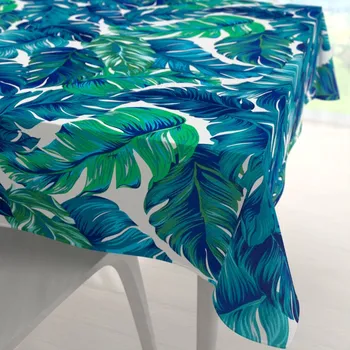 ubrus Bavlněný čtvercový ubrus Sandra SA-606 Modro-zelené tropické listy na bílém 40x40 cm