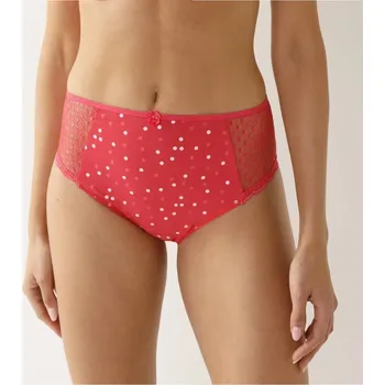 Kalhotky Blancheporte Sada 4 kalhotek maxi Tropea ze strečového žerzeje s krajkou, jednobarevné + s puntíkatým potiskem růžová 46/48