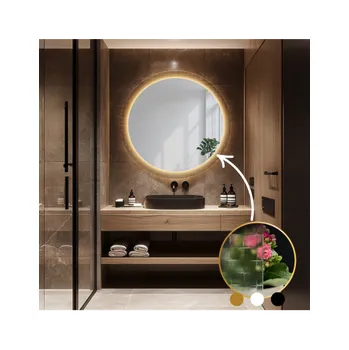 Zrcadlo Kulaté zrcadlo na ornamentálním skle Master Flex s osvětlením - LUXORA FROSTED LED