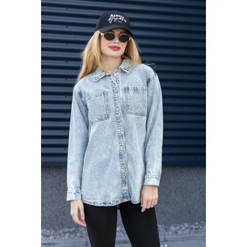 Dámská mikina Hailys dámská džínová bundo/košile Monila modrá Velikost: M