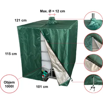 NOVINKA - vylepšený kryt IBC nádrže s UV ochranou a zakrytím horního hrdla - ZELENÝ