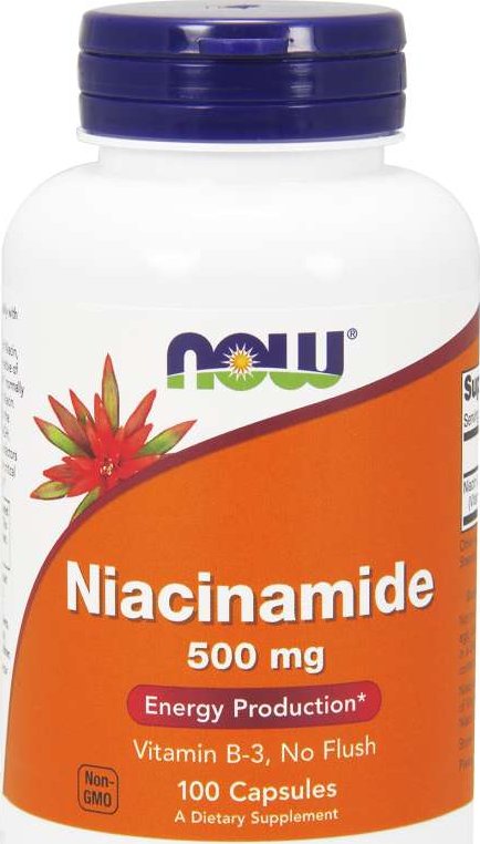 NOW Vitamin B3 Nikotinamid (niacinamid), 500 mg, 100 kapslí