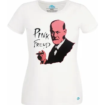 Dámské tričko Dámské tričko Sigmund Freud + Pink Floyd = Pink Freud (Skladem XS-4XL) (Velikost: XL, Barva: Bílá)